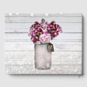 Rustic Glamor Wood & Burgundy Mason Jar Flowers Gastenboek (Achterkant)