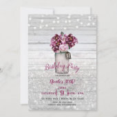 Rustic Glamor Wood & Burgundy Mason Jar Flowers Kaart (Voorkant)