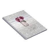 Rustic Glamor Wood & Burgundy Mason Jar Flowers Notitieboek (Rechterzijde)