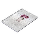 Rustic Glamor Wood & Burgundy Mason Jar Flowers Notitieboek (Linkerzijde)
