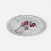 Rustic Glamor Wood & Burgundy Mason Jar Flowers Papieren Bordje (Gekanteld)