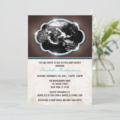 Rustic Glitter Blue Sonogram Baby shower Kaart (Staand voorkant)