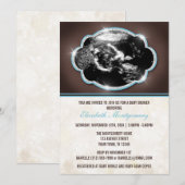 Rustic Glitter Blue Sonogram Baby shower Kaart (Voorkant / Achterkant)