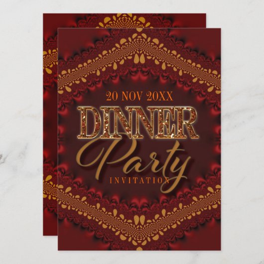 Rustic Glitter Dinner Party Uitnodigingen (Voorkant / Achterkant)