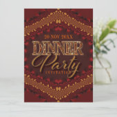 Rustic Glitter Dinner Party Uitnodigingen (Staand voorkant)