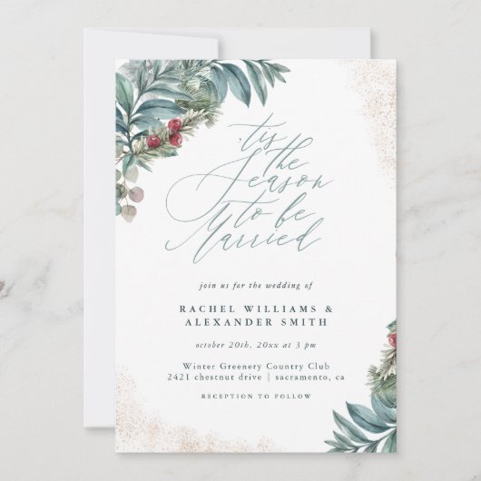 Rustic Glitter Greenery is het zegsverband Kaart (Voorkant)