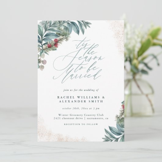 Rustic Glitter Greenery is het zegsverband Kaart (Staand voorkant)