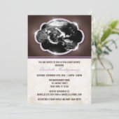 Rustic Glitter Paars Sonogram Baby shower Kaart (Staand voorkant)
