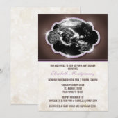 Rustic Glitter Paars Sonogram Baby shower Kaart (Voorkant / Achterkant)