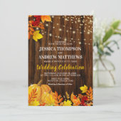 Rustic Glitter Pumpkin Autumn Wedding Kaart (Staand voorkant)