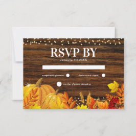 Rustic Glitter Pumpkin Autumn Wedding RSVP Kaartje