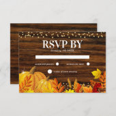 Rustic Glitter Pumpkin Autumn Wedding RSVP Kaartje (Voorkant / Achterkant)