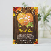 Rustic Glitter Pumpkin Herfst Neutraal Baby shower Bedankkaart (Staand voorkant)