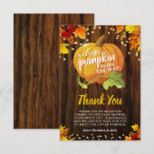 Rustic Glitter Pumpkin Herfst Neutraal Baby shower Bedankkaart (Voorkant / Achterkant)