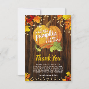 Rustic Glitter Pumpkin Herfst Neutraal Baby shower Bedankkaart