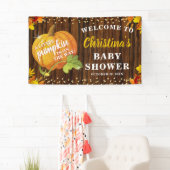 Rustic Glitter Pumpkin Herfst Neutraal Baby shower Spandoek (Insitu)