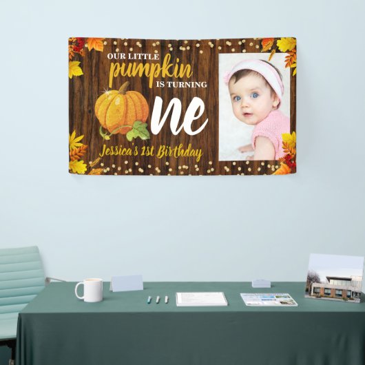 Rustic Glitter Pumpkin Herfst Neutrale eerste verj Spandoek (Beurs)