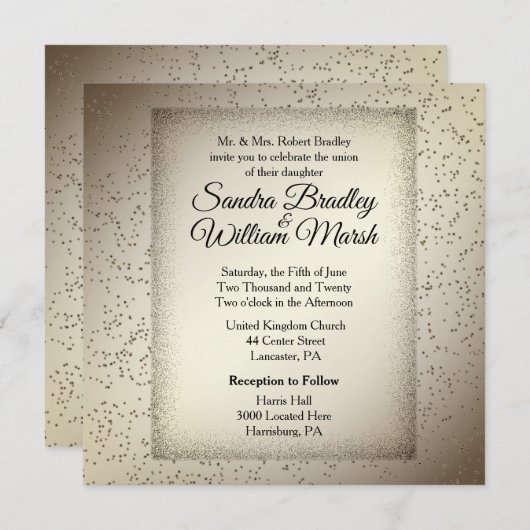 Rustic Glitter Wedding Invitation Kaart (Voorkant / Achterkant)