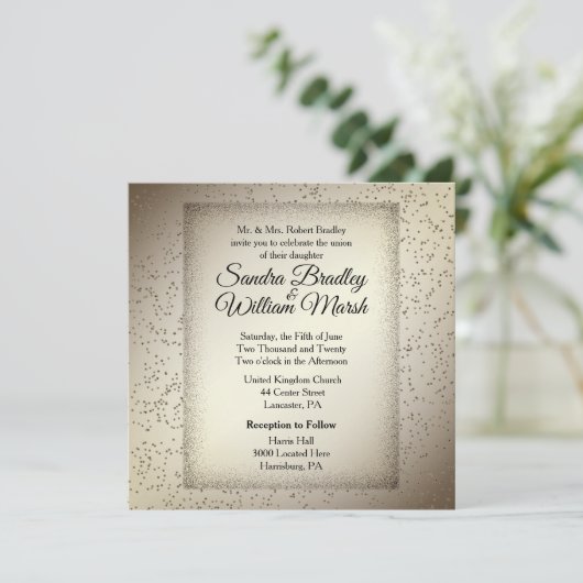 Rustic Glitter Wedding Invitation Kaart (Staand voorkant)