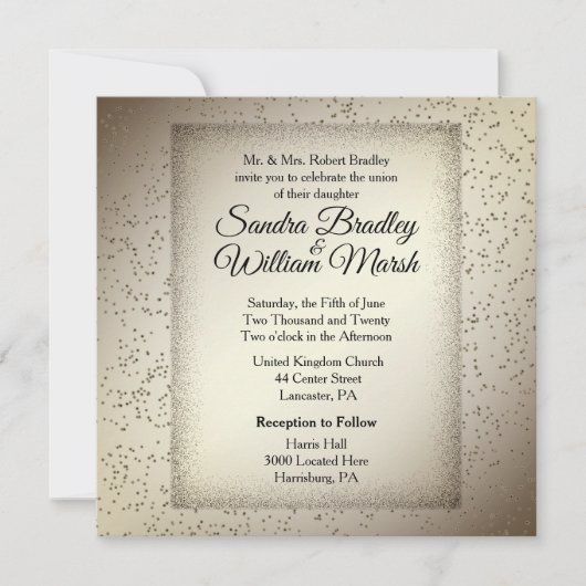 Rustic Glitter Wedding Invitation Kaart (Voorkant)