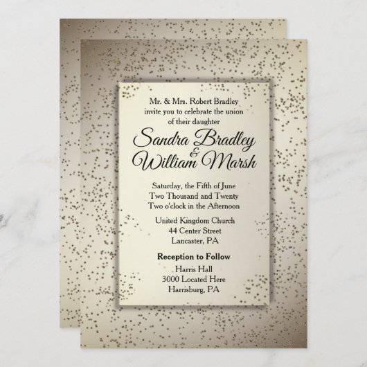 Rustic Glitter Wedding Invitation Kaart (Voorkant / Achterkant)