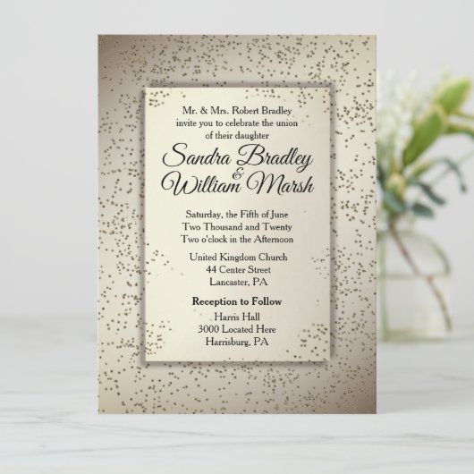 Rustic Glitter Wedding Invitation Kaart (Staand voorkant)