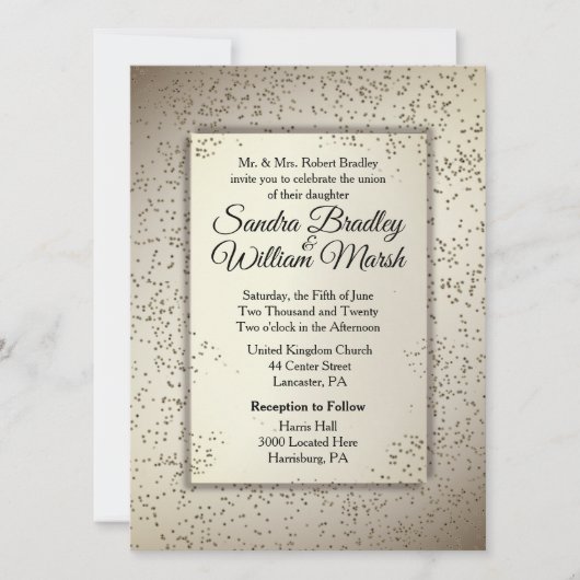 Rustic Glitter Wedding Invitation Kaart (Voorkant)