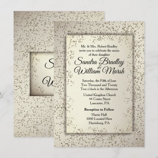 Rustic Glitter Wedding Invitation Kaart (Voorkant / Achterkant)