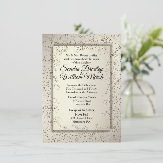 Rustic Glitter Wedding Invitation Kaart (Staand voorkant)