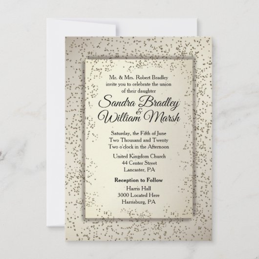 Rustic Glitter Wedding Invitation Kaart (Voorkant)