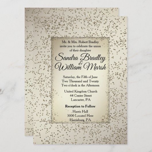 Rustic Glitter Wedding Invitation Kaart (Voorkant / Achterkant)