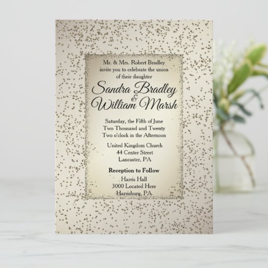 Rustic Glitter Wedding Invitation Kaart (Staand voorkant)