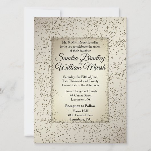 Rustic Glitter Wedding Invitation Kaart (Voorkant)