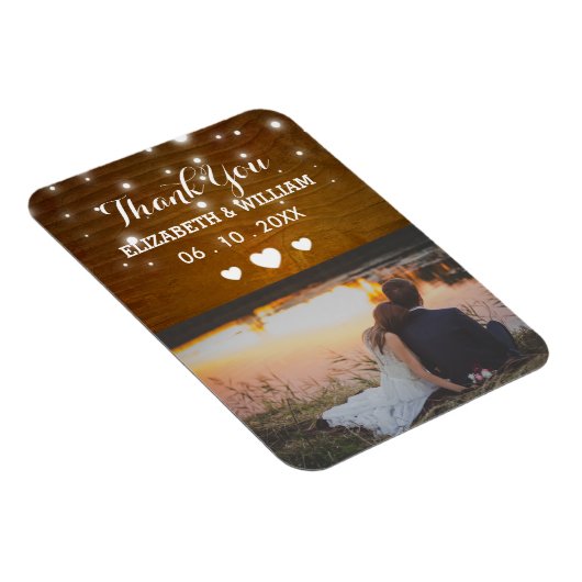 Rustic Glitz Wedding Magnet Favor Foto bedankt Magneet (Rechterzijde)