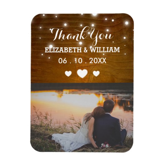 Rustic Glitz Wedding Magnet Favor Foto bedankt Magneet (Verticaal)