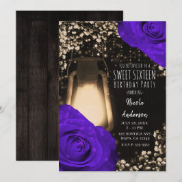 Rustic Glow Lantaarn & Paarse Paarse Rozen Sweet 1 Kaart