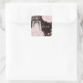 Rustic Glow Lantern Baby Pink Blush Rozen Weddensc Vierkante Sticker (Tas)