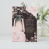 Rustic Glow Lantern Baby roze Roses Wedding Informatiekaartje (Staand voorkant)