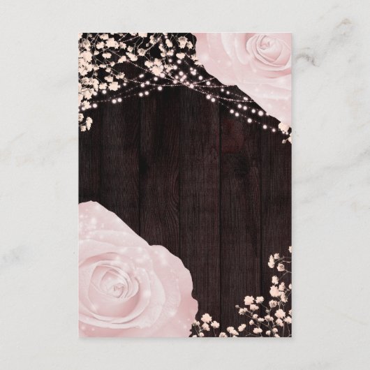 Rustic Glow Lantern Baby roze Roses Wedding Informatiekaartje (Achterkant)