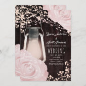 Rustic Glow Lantern Baby roze Roses Wedding Kaart (Voorkant / Achterkant)