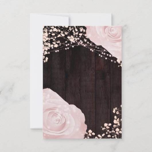 Rustic Glow Lantern Baby roze Roses Wedding RSVP (Achterkant)