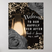 Rustic Glow Lantern Grey Rozen Weddenschap Poster (Voorkant)