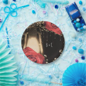 Rustic Glow Lantern  Red Roses Barn Wood Papieren Bordje (Feest)