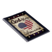 Rustic, God Bless America Patriotic Heart Notitieboek (Rechterzijde)