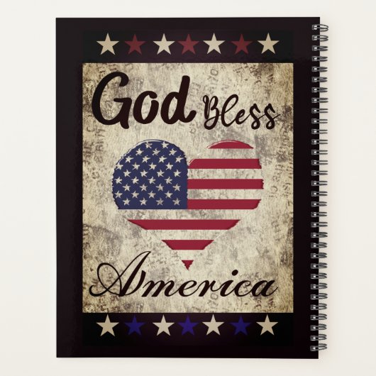 Rustic, God Bless America Patriotic Heart Planner (Achterkant)