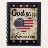 Rustic, God Bless America Patriotic Heart Planner (Voorkant)