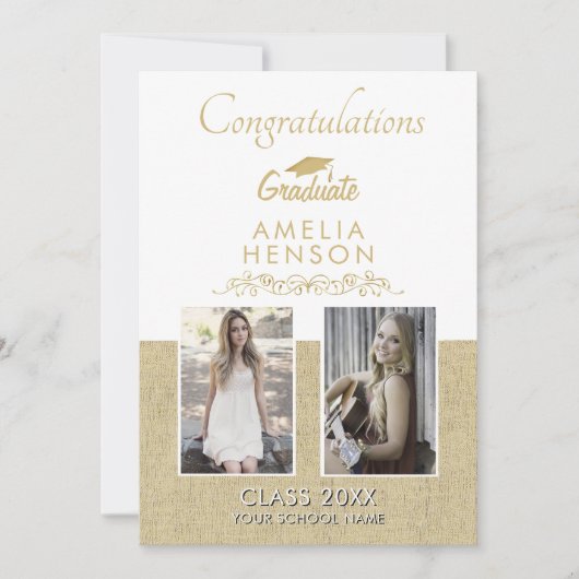 Rustic Gold 2022 Afgestudeerde 2 Foto Afstuderen Kaart (Voorkant)