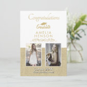 Rustic Gold 2022 Afgestudeerde 2 Foto Afstuderen Kaart (Staand voorkant)