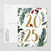 Rustic Gold 2025 Nieuwjaar vakantie Briefkaart (Voorkant / Achterkant)
