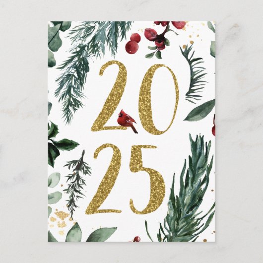 Rustic Gold 2025 Nieuwjaar vakantie Briefkaart (Voorkant)